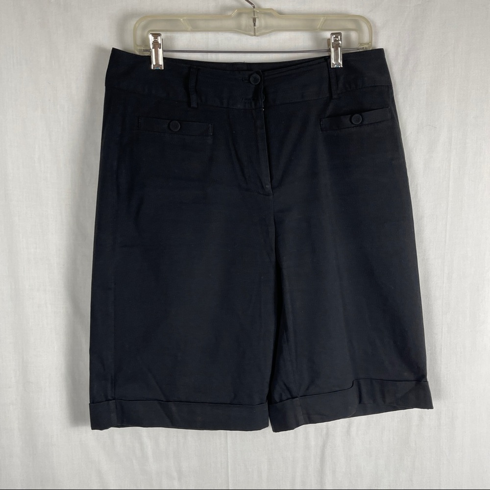 Nic+Zoe Black Stretch Cotton/Rayon Bermuda Shorts
